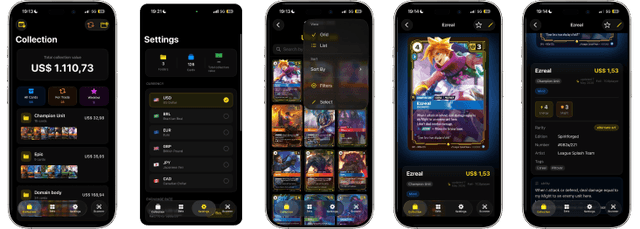 Mockups da UI do Minty